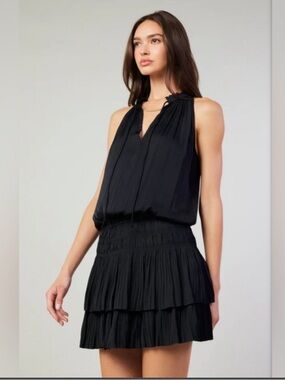 Current air Black Sleeveless Tiered Mini Dress